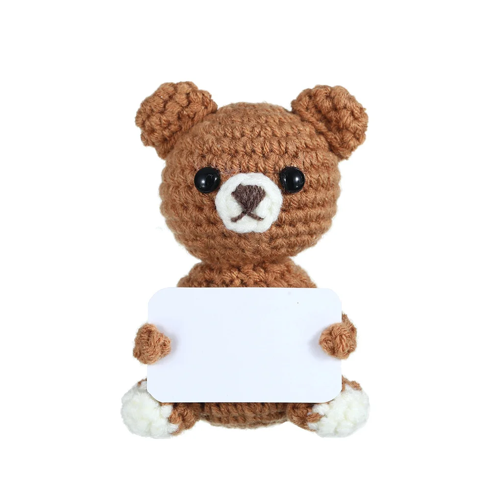 Cross-Border Hand-Crocheted Cute Bear Animal Series Doll Pendants Positive Energy Expression Packs Handmade Gift Ornaments - Image 5
