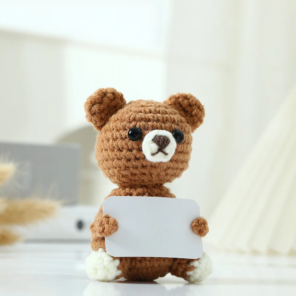 Cross-Border Hand-Crocheted Cute Bear Animal Series Doll Pendants Positive Energy Expression Packs Handmade Gift Ornaments - Image 4