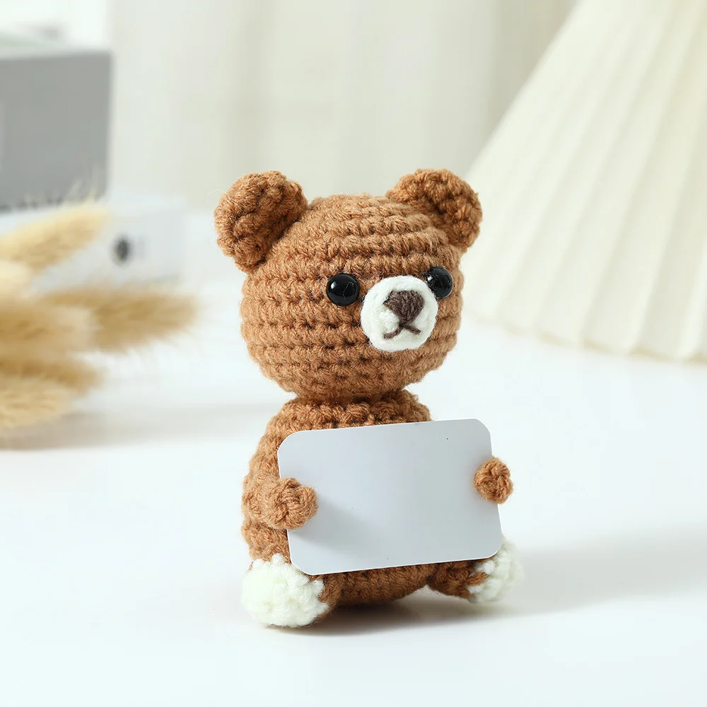 Cross-Border Hand-Crocheted Cute Bear Animal Series Doll Pendants Positive Energy Expression Packs Handmade Gift Ornaments - Image 2