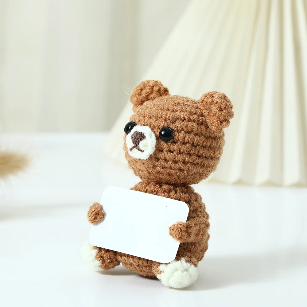 Cross-Border Hand-Crocheted Cute Bear Animal Series Doll Pendants Positive Energy Expression Packs Handmade Gift Ornaments - Image 3
